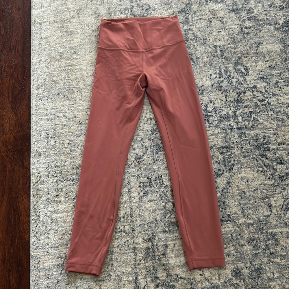 Blush pink lululemon leggings, size 6, 25”